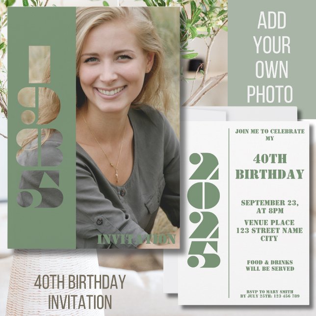40e anniversaire photo de fête née 1985 Invitation (Créateur téléchargé)