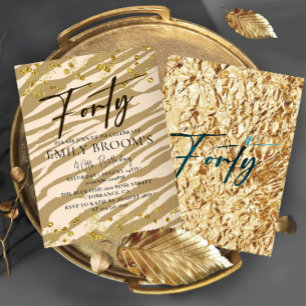 40e anniversaire sauvage Forty Gold Invitation