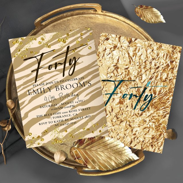 40e anniversaire sauvage Forty Gold Invitation (Créateur téléchargé)