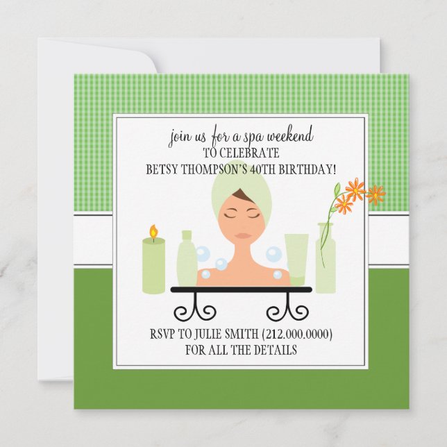 40e anniversaire Spa Weekend Getaway Invitation (Devant)