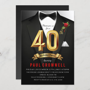 40e anniversaire Tuxedo Invitation