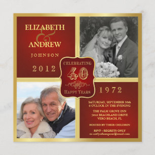 40e anniversaire vintage Fancy 2 Invitations de ph