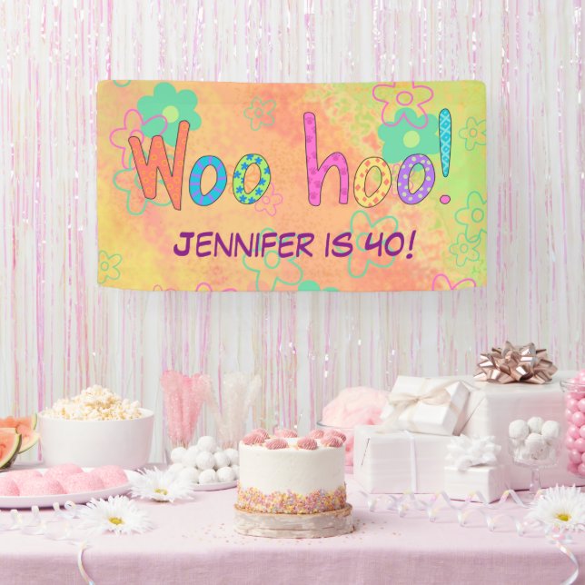40e anniversaire WooHoo Nom Bannière personnalisée (Fête)