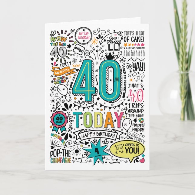 40e Carte d'anniversaire imprimable (Devant)