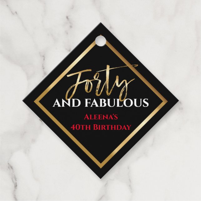 40e ET FABULEUSE étiquette cadeau d'anniversaire B (Devant)