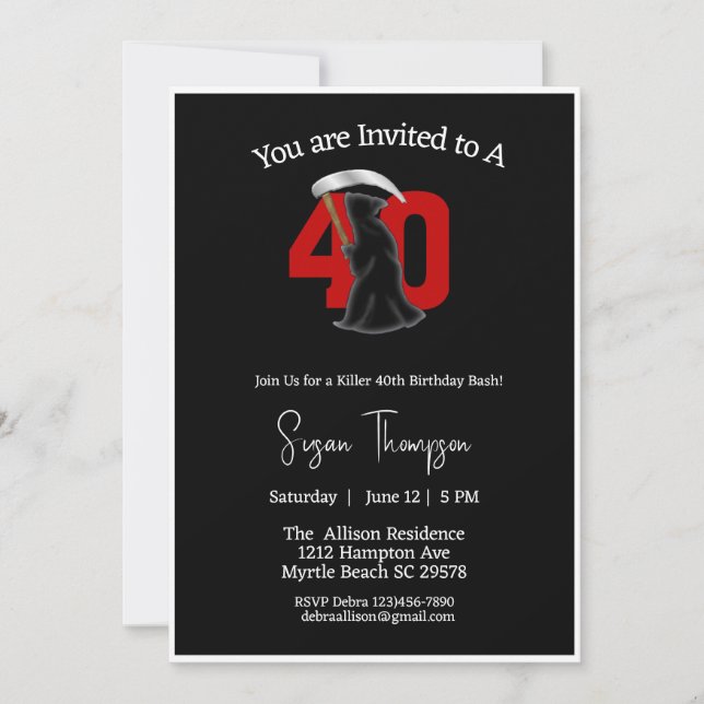40e Grim Reaper Invitation d'anniversaire (Devant)