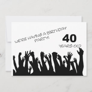 40e invitation de fête avec foule