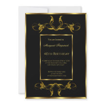 40e invitation de fête d'anniversaire Black Gold