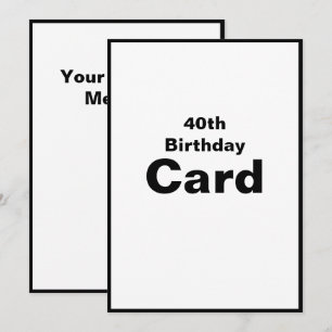 40e quarantième 40 Quarante 4-0 Carte d'anniversai