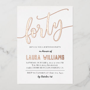 40e Script Word Invitation à l'huile d'anniversair