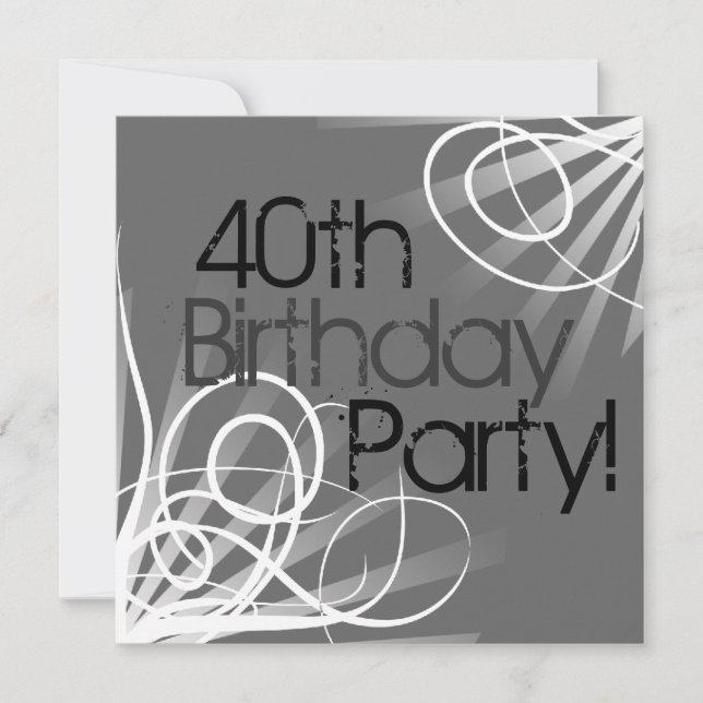 40e Swirl Invitations personnalisées avant et arri (Devant)