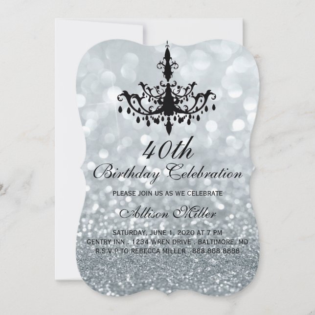 40ème Lustre en verre d'argent Invitation de fête  (Devant)