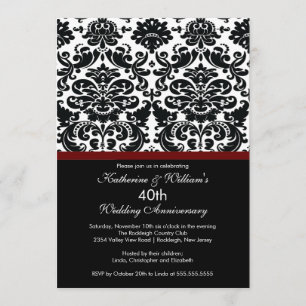 40th Anniversary Damask Einladung Merlot Rot
