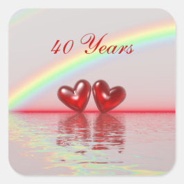 40th Anniversary Ruby Hearts Quadratischer Aufkleber