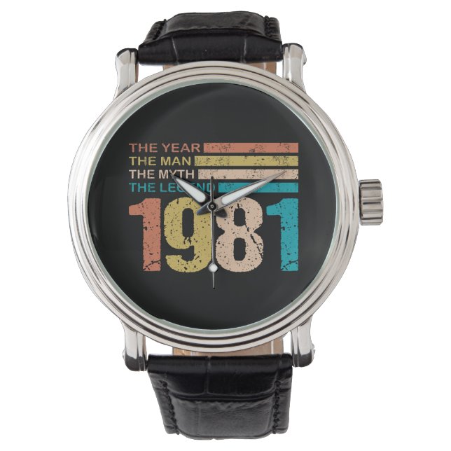 40th birthday 1981 The Man Legend Retro Armbanduhr (Vorderseite)
