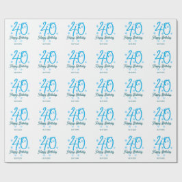 40th birthday add name date year blue template geschenkpapier