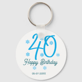 40th birthday add name date year blue template schlüsselanhänger