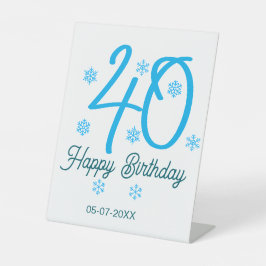 40th birthday add name date year blue template sockelschild