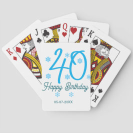 40th birthday add name date year blue template spielkarten