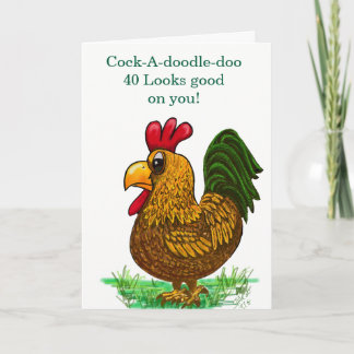 40th Birthday card with rooster  Dankeskarte