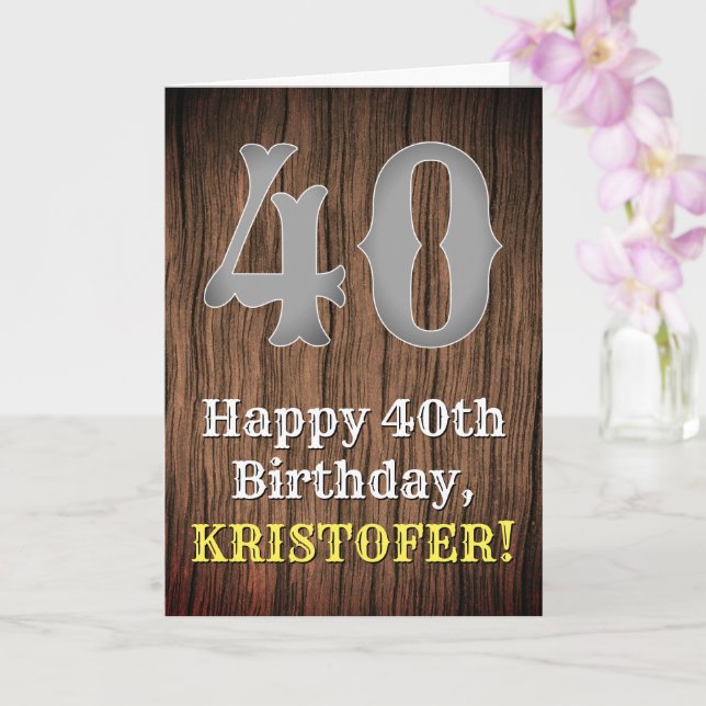 40th Birthday: Country Western Inspired Look, Name Karte (Orchidee)