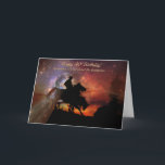 40th Birthday Cowboy Country Western Karte<br><div class="desc">A super cool and surreal image of  cowboy roping a steer with the moon and stars. This is a cool way to wish a happy 40th birthday,  and send a great message too.</div>