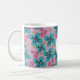 40th birthday floral pink blue modern elegant Mug Kaffeetasse