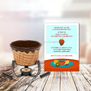40th Birthday Fondue Dinner Party Invitations Einladung