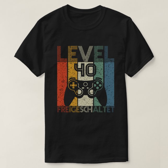 40th Birthday Gift - Level 40 Unlocked Video Gamer T-Shirt (Design vorne)