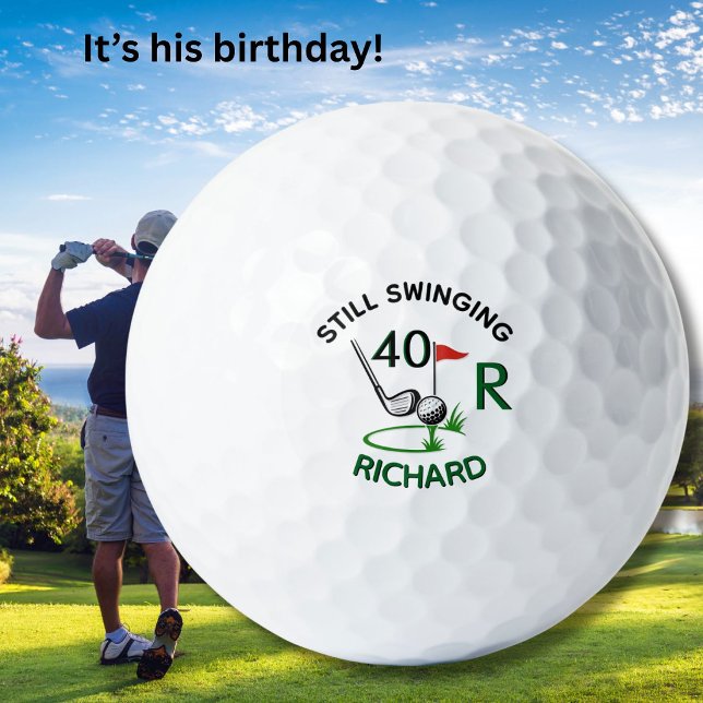 40th Birthday Men's Monogram Name Golfball (Von Creator hochgeladen)