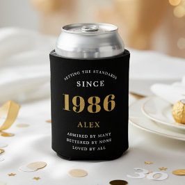 40th Birthday Name 1986 Black Gold Elegant Chic Dosenkühler