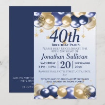 40th Birthday Navy Gold Balloons Party