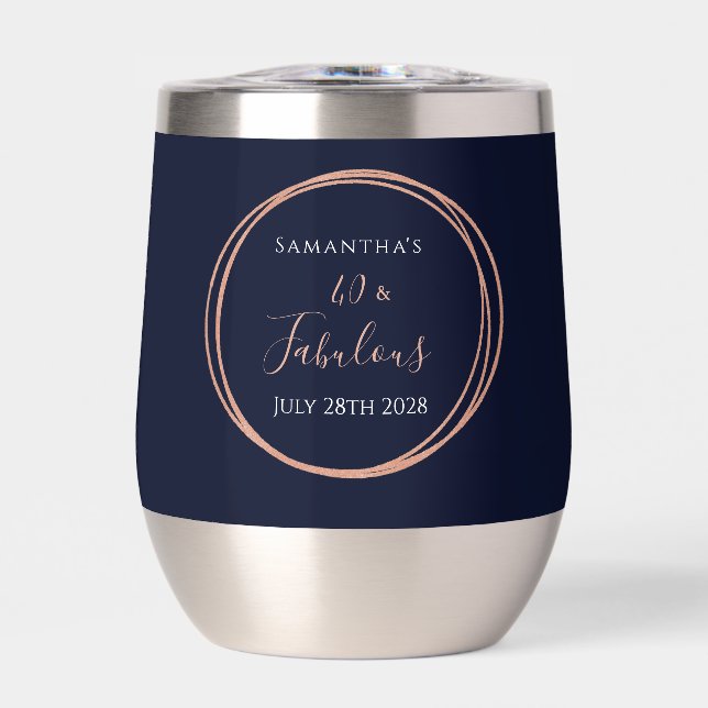 40th Birthday Navy Rose Gold Party Favor (Avant)