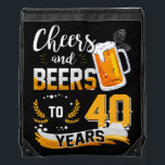 40th Birthday Party Cheers And Beers To 40 Years Sportbeutel<br><div class="desc">Awesome tee Ideas People who born in 1982 Retro Vintage Classic Old School 40th Awesome tee Ideas for Men Women. 40 years old awesome vintage birthday. Complete happy birthday decorations .Your birthday party will be funny, awesome, epic & legendary. This funny drinking shirt makes a great tee for a sassy...</div>
