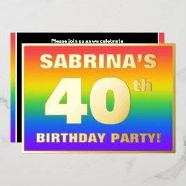 40th Birthday Party: Fun, Colorful Rainbow Pattern Folieneinladung