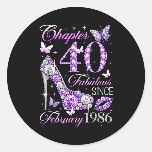 40th Birthday Queen Chapter 40 Fabulous Since 1986 Runder Aufkleber (Vorderseite)