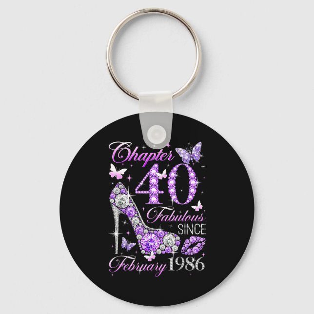 40th Birthday Queen Chapter 40 Fabulous Since 1986 Schlüsselanhänger (Vorderseite)