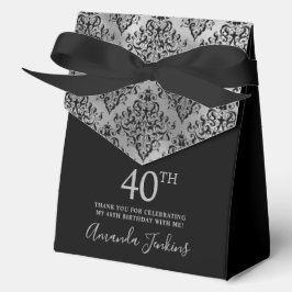 40th Birthday Silver Damask Thank You  Geschenkschachtel