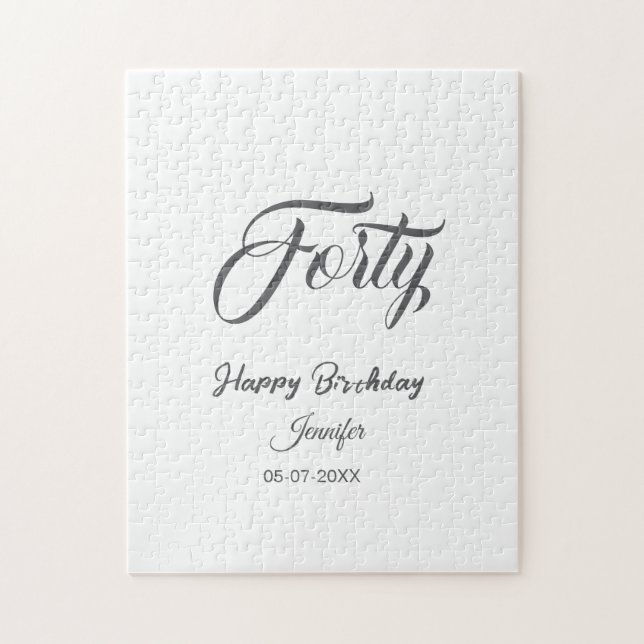 40th forty letterbirthday add name date year gray  (Vertikal)