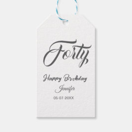 40th forty letterbirthday add name date year gray geschenkanhänger