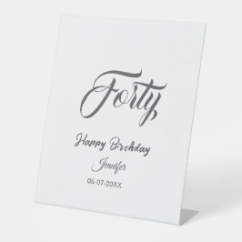 40th forty letterbirthday add name date year gray sockelschild