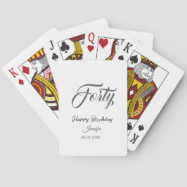 40th forty letterbirthday add name date year gray spielkarten