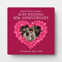 40th Ruby wedding anniversary heart photo Fotoplatte