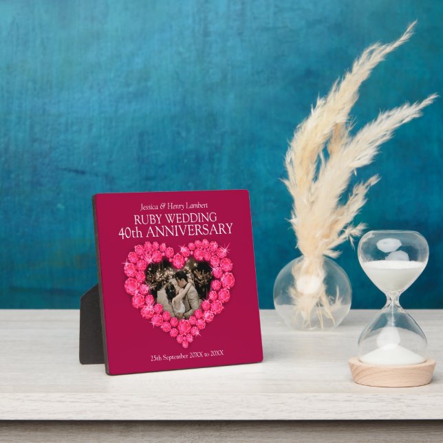 40th Ruby wedding anniversary heart photo Fotoplatte (InSitu)