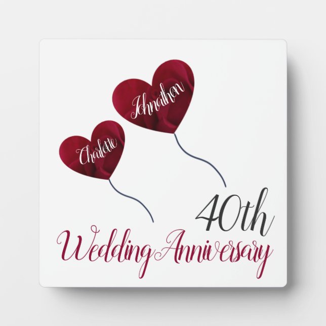 40th Ruby wedding anniversary keepsake Fotoplatte (Vorderseite)