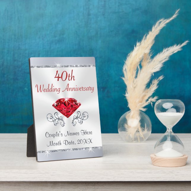 40th Wedding Anniversary Gifts for Friends, Family Fotoplatte (Seite)