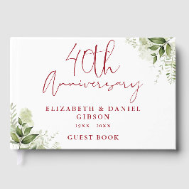40th Wedding Ruby Anniversary Floral Greenery Gästebuch