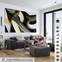 40x60" Trend Abstrakt Art Leinwand Schwarz-weiß Go