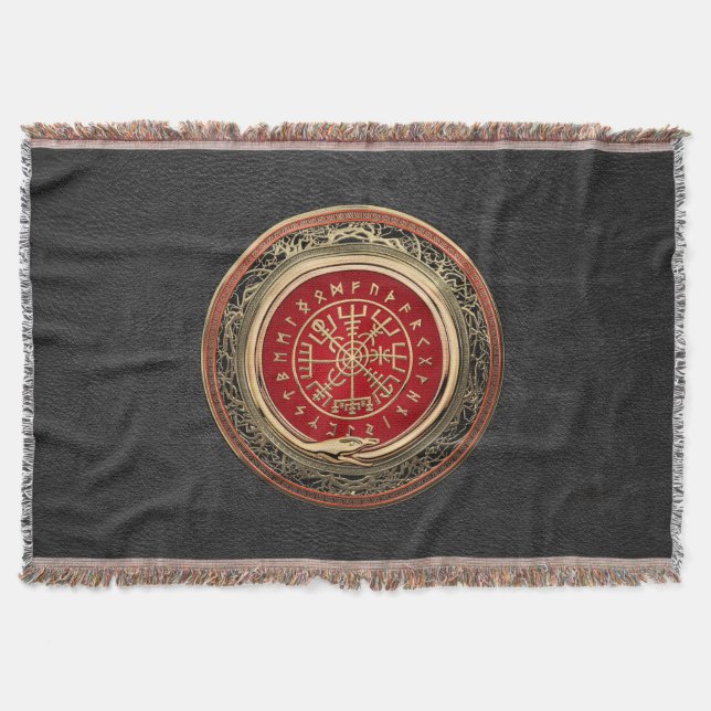 [410] Vegvisir - Viking Gold Magic Runic Compass Decke (Vorderseite)