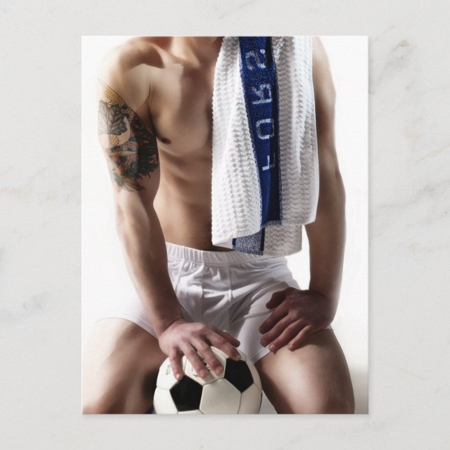 41873a Sexy Soccer Jock Postkarte (Vorderseite)